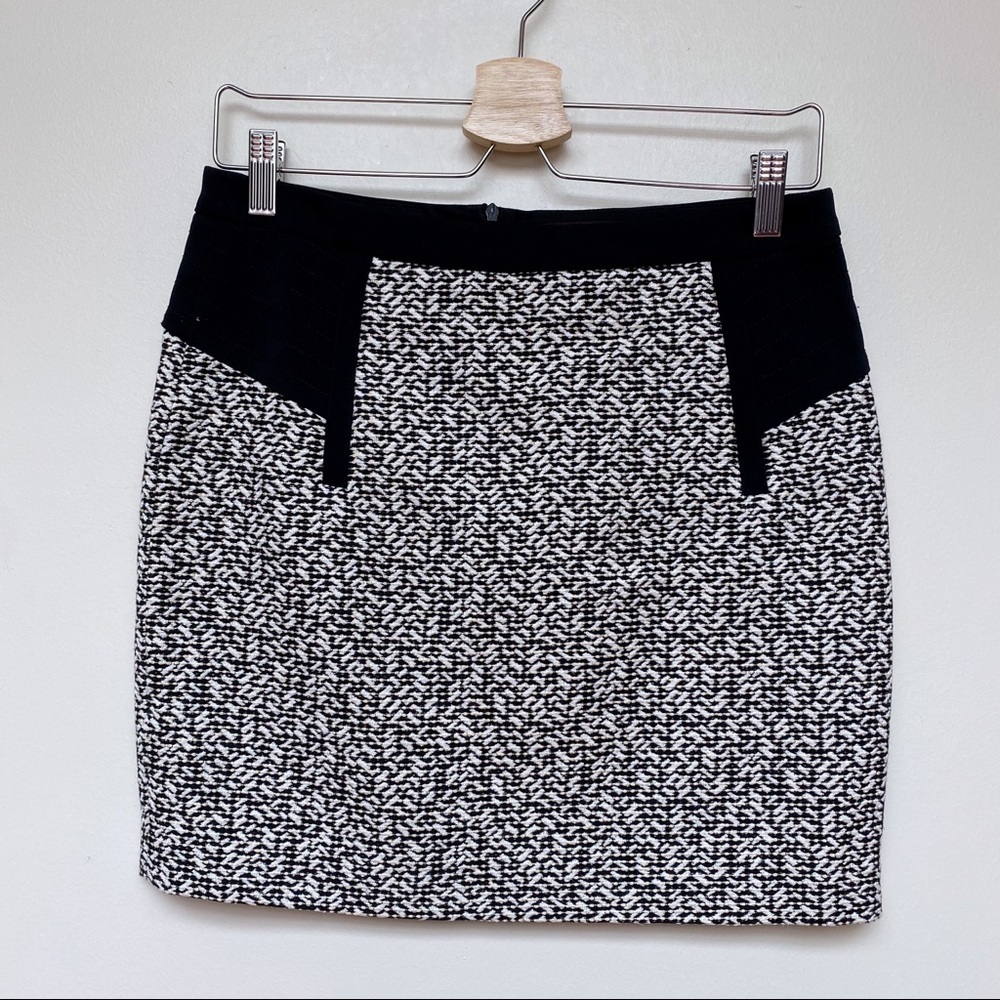 Comptoir Des Cotonniers Tweed & Leather Skirt